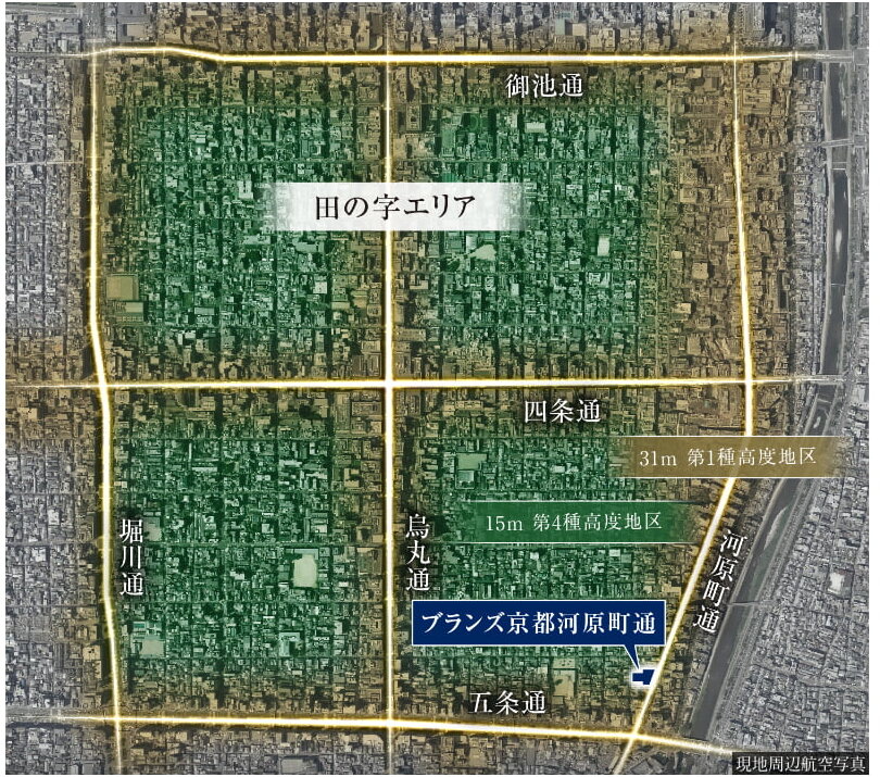 田の字地区航拍图，标注本项目位置